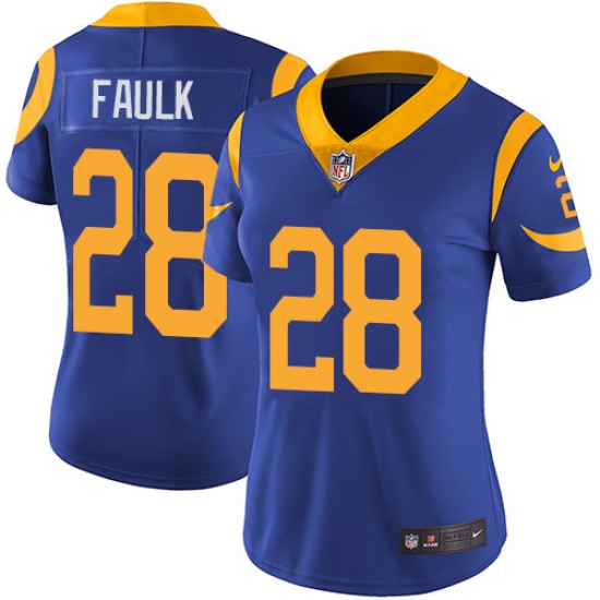 Women's Nike Los Angeles Rams 28 Marshall Faulk Elite Royal Blue Alternate NFL Jersey