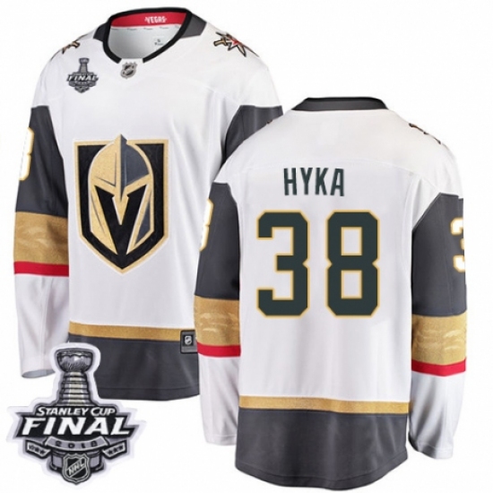 Youth Vegas Golden Knights 38 Tomas Hyka Authentic White Away Fanatics Branded Breakaway 2018 Stanley Cup Final NHL Jersey