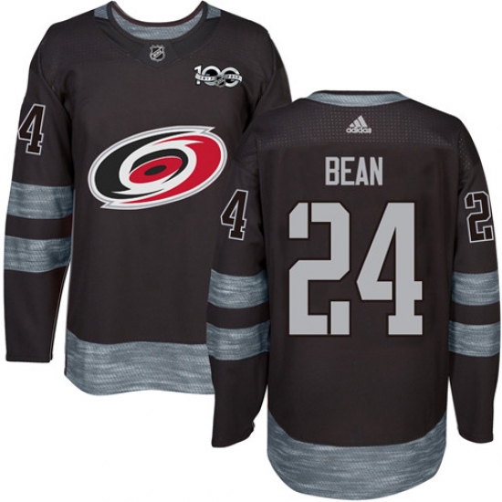 Men's Adidas Carolina Hurricanes 24 Jake Bean Premier Black 1917-2017 100th Anniversary NHL Jersey