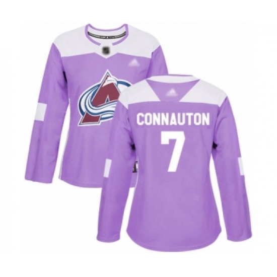 Women's Colorado Avalanche 7 Kevin Connauton Authentic Purple Fights Cancer Practice Hockey Jersey