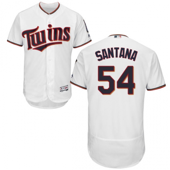 Men's Majestic Minnesota Twins 54 Ervin Santana White Home Flex Base Authentic Collection MLB Jersey