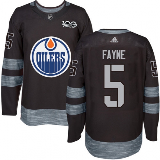 Men's Adidas Edmonton Oilers 5 Mark Fayne Authentic Black 1917-2017 100th Anniversary NHL Jersey