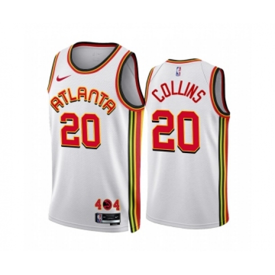 Men's Atlanta Hawks 20 John Collins 2022-23 White Association Edition Stitched Jersey