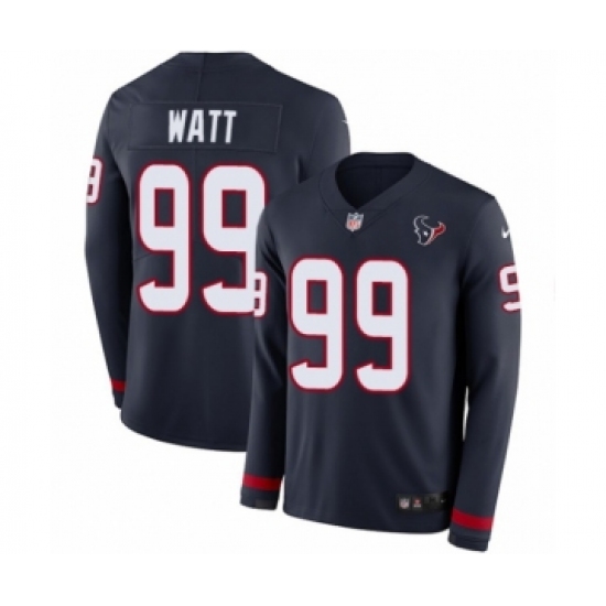 Men's Nike Houston Texans 99 J.J. Watt Limited Navy Blue Therma Long Sleeve NFL Jersey