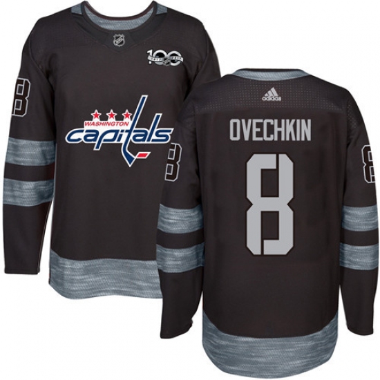 Men's Adidas Washington Capitals 8 Alex Ovechkin Authentic Black 1917-2017 100th Anniversary NHL Jersey