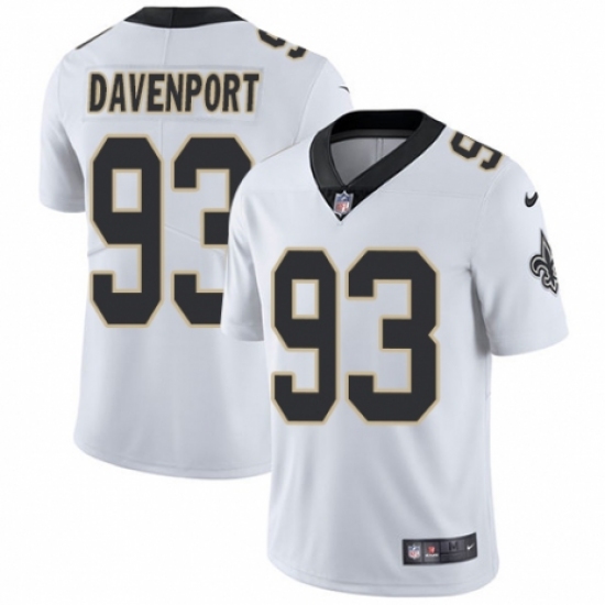 Men's Nike New Orleans Saints 93 Marcus Davenport White Vapor Untouchable Limited Player NFL Jersey