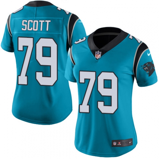 Women's Nike Carolina Panthers 79 Chris Scott Blue Alternate Vapor Untouchable Limited Player NFL Jersey