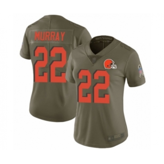 Women's Cleveland Browns 22 Eric Murray Limited Olive 2017 Salute to Service Football Jersey