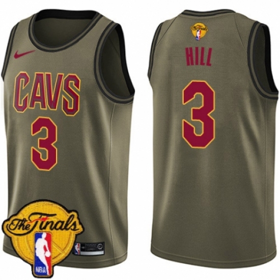 Men's Nike Cleveland Cavaliers 3 George Hill Swingman Green Salute to Service 2018 NBA Finals Bound NBA Jersey