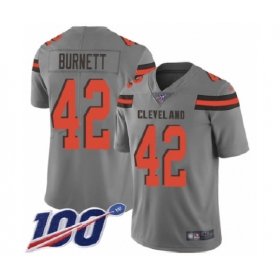 Youth Cleveland Browns 42 Morgan Burnett Limited Gray Inverted Legend 100th Season Football Jersey