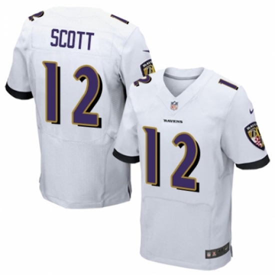Men's Nike Baltimore Ravens 12 Jaleel Scott Elite White NFL Jersey