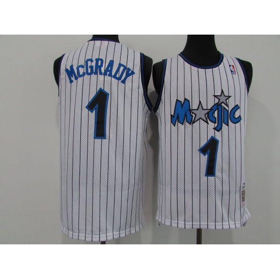 Men's Orlando Magic 1 Tracy Mcgrady White Mitchell & Ness Black Retired Player Jersey