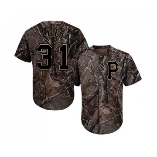 Men's Pittsburgh Pirates 31 Jordan Lyles Authentic Camo Realtree Collection Flex Base Baseball Jersey