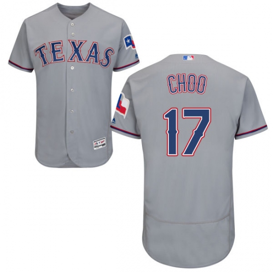 Men's Majestic Texas Rangers 17 Shin-Soo Choo Grey Road Flex Base Authentic Collection MLB Jersey