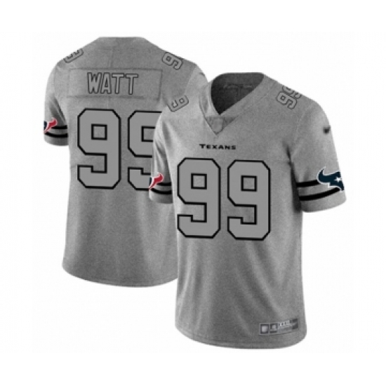 Men's Houston Texans 99 J.J. Watt Limited Gray Team Logo Gridiron Football Jersey