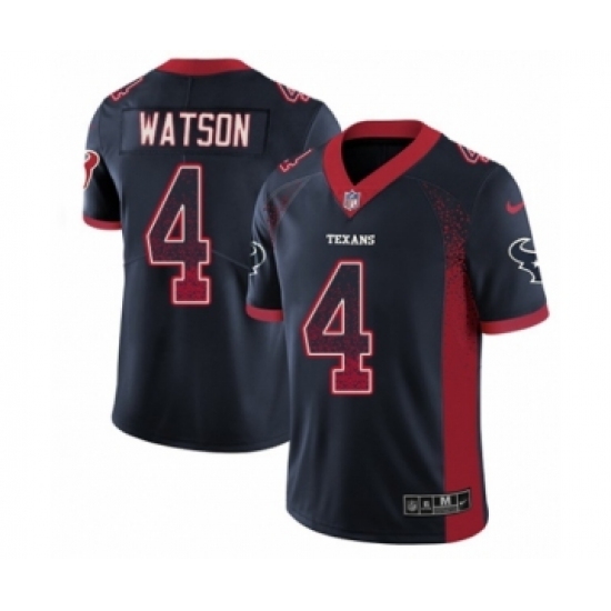 Men's Nike Houston Texans 4 Deshaun Watson Limited Navy Blue Rush Drift Fashion NFL Jersey