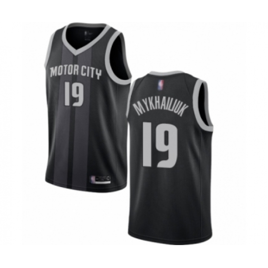 Men's Detroit Pistons 19 Sviatoslav Mykhailiuk Authentic Black Basketball Jersey - City Edition