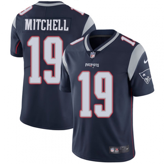 Youth Nike New England Patriots 19 Malcolm Mitchell Navy Blue Team Color Vapor Untouchable Limited Player NFL Jersey