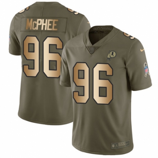 Men's Nike Washington Redskins 96 Pernell McPhee Limited Olive/Gold 2017 Salute to Service NFL Jersey