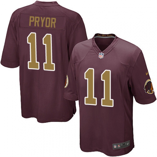 Men's Nike Washington Redskins 11 Terrelle Pryor Game Burgundy Red/Gold Number Alternate 80TH Anniversary NFL Jersey