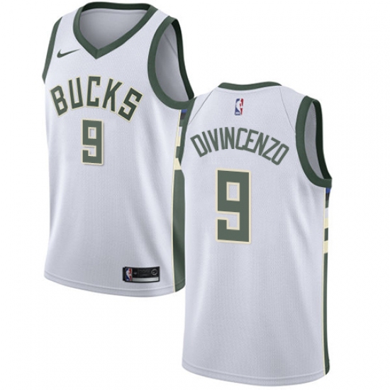 Youth Nike Milwaukee Bucks 9 Donte DiVincenzo Swingman White NBA Jersey - Association Edition