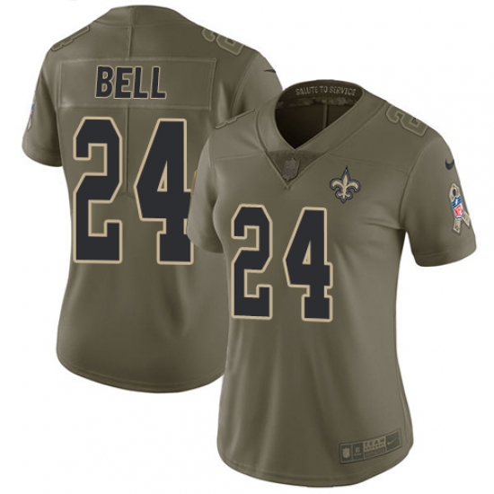 Women's Nike New Orleans Saints 24 Vonn Bell Limited Olive 2017 Salute to Service NFL Jersey