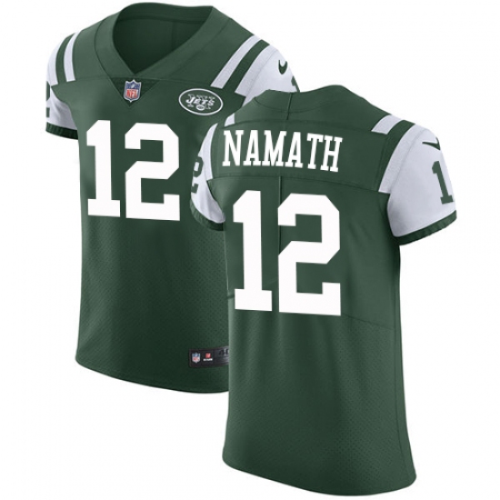 Men's Nike New York Jets 12 Joe Namath Elite Green Team Color NFL Jersey