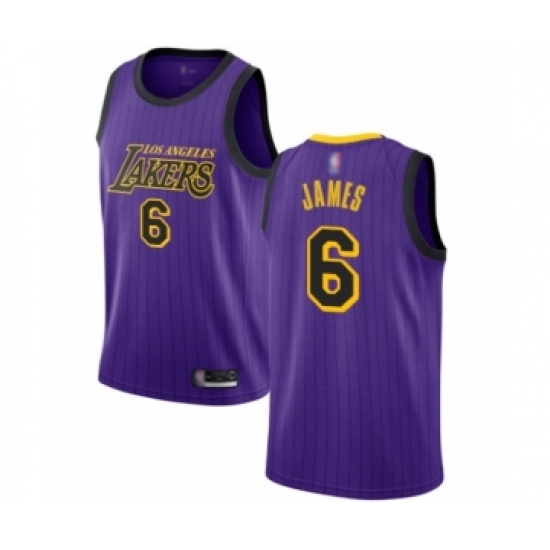 Men's Los Angeles Lakers 6 LeBron James Authentic Purple Basketball Jersey - City Edition