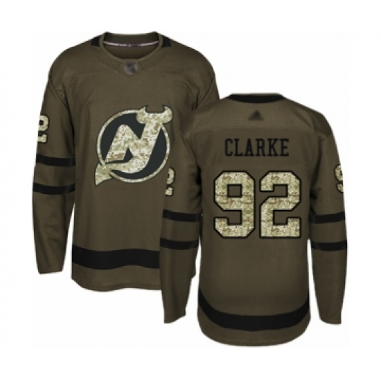 Youth New Jersey Devils 92 Graeme Clarke Authentic Green Salute to Service Hockey Jersey