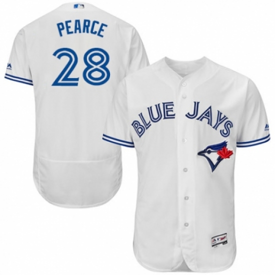 Men's Majestic Toronto Blue Jays 28 Steve Pearce White Home Flex Base Authentic Collection MLB Jersey