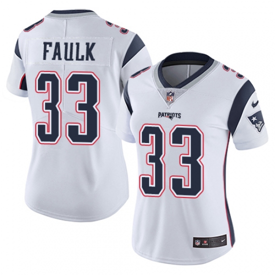 Women's Nike New England Patriots 33 Kevin Faulk White Vapor Untouchable Limited Player NFL Jersey