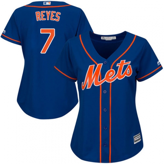 Women's Majestic New York Mets 7 Jose Reyes Replica Royal Blue Alternate Home Cool Base MLB Jersey