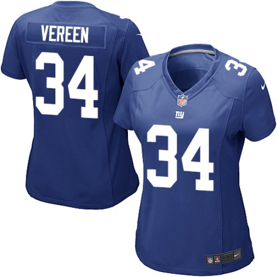 Women's Nike New York Giants 34 Shane Vereen Game Royal Blue Team Color NFL Jersey