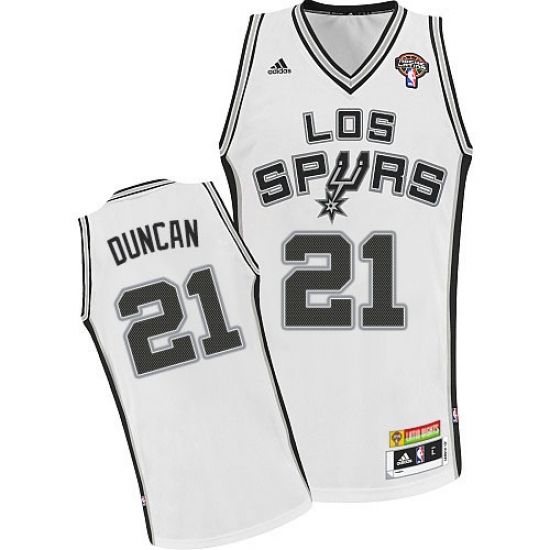 Men's Adidas San Antonio Spurs 21 Tim Duncan Swingman White ABA Hardwood Classic NBA Jersey