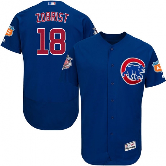 Men's Majestic Chicago Cubs 18 Ben Zobrist Royal Blue Alternate Flex Base Authentic Collection MLB Jersey