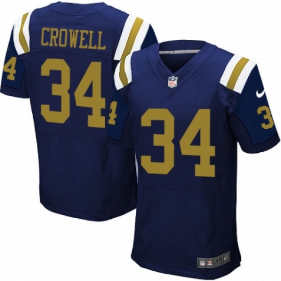 Men's Nike New York Jets 34 Isaiah Crowell Elite Navy Blue Alternate NFL Jersey