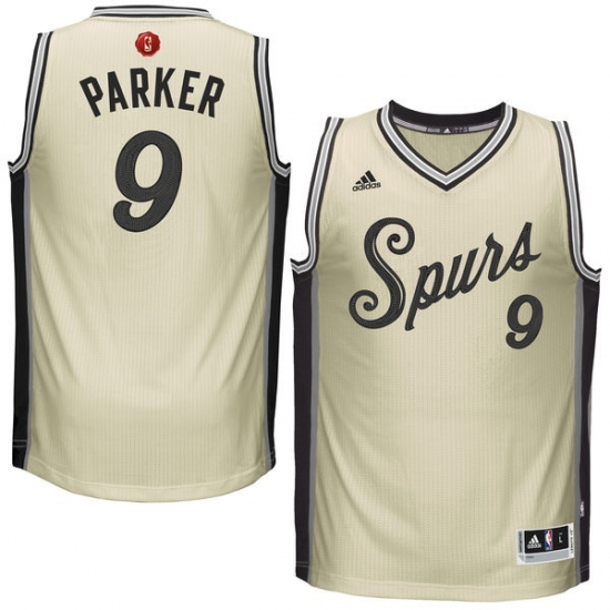 Youth Adidas San Antonio Spurs 9 Tony Parker Authentic Cream 2015-16 Christmas Day NBA Jersey