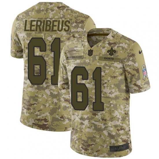 Men's Nike New Orleans Saints 61 Josh LeRibeus Limited Camo 2018 Salute to Service NFL Jersey