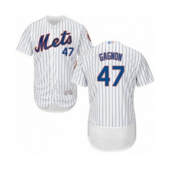 Men's New York Mets 47 Drew Gagnon White Home Flex Base Authentic Collection Baseball Player Jersey