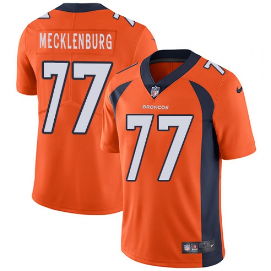 Men's Nike Denver Broncos 77 Karl Mecklenburg Orange Team Color Vapor Untouchable Limited Player NFL Jersey