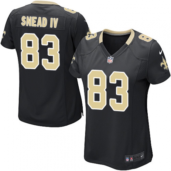 Women's Nike New Orleans Saints 83 Willie Snead Game Black Team Color NFL Jersey