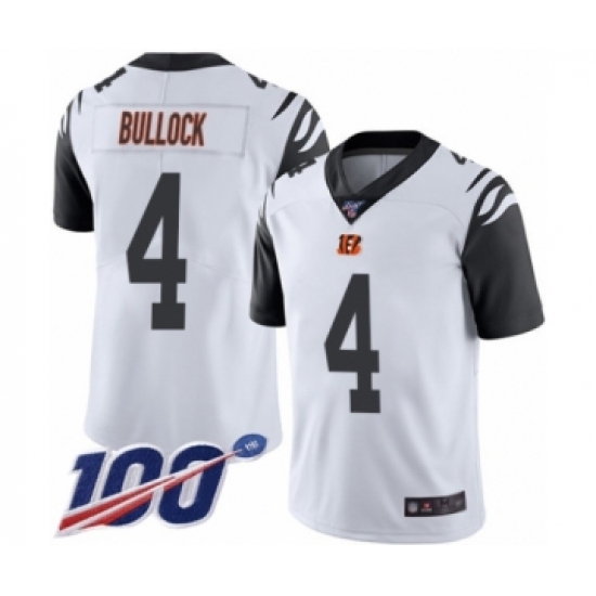 Men's Cincinnati Bengals 4 Randy Bullock Limited White Rush Vapor Untouchable 100th Season Football Jersey