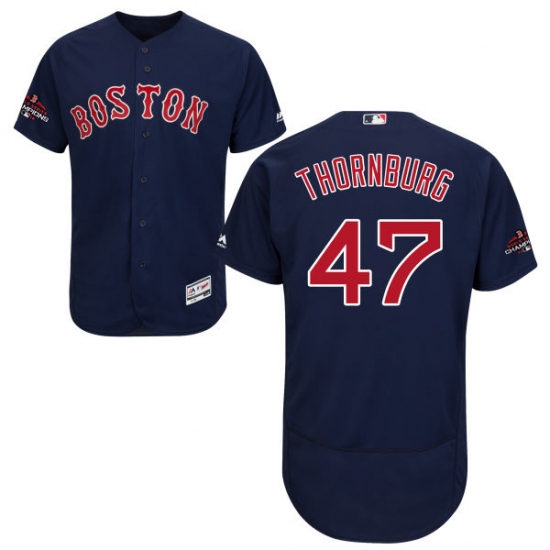 Men's Majestic Boston Red Sox 47 Tyler Thornburg Navy Blue Alternate Flex Base Authentic Collection 2018 World Series Champions MLB Jersey