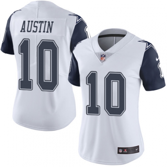 Women's Nike Dallas Cowboys 10 Tavon Austin Limited White Rush Vapor Untouchable NFL Jersey