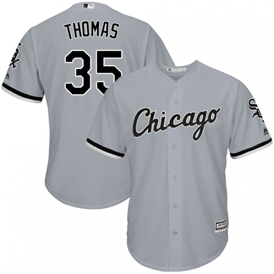 Men's Majestic Chicago White Sox 35 Frank Thomas Replica Grey Road Cool Base MLB Jersey