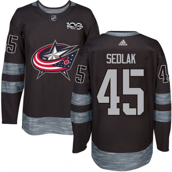 Men's Adidas Columbus Blue Jackets 45 Lukas Sedlak Premier Black 1917-2017 100th Anniversary NHL Jersey