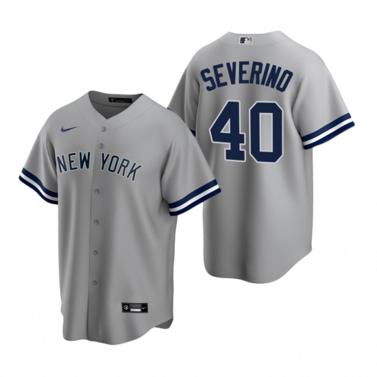 Men's Nike New York Yankees 40 Luis Severino Gray Road Stitched Baseball Jersey