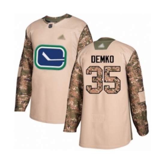 Men's Vancouver Canucks 35 Thatcher Demko Authentic Camo Veterans Day Practice Hockey Jersey