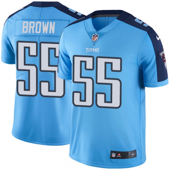 Men's Nike Tennessee Titans 55 Jayon Brown Light Blue Team Color Vapor Untouchable Limited Player NFL Jersey