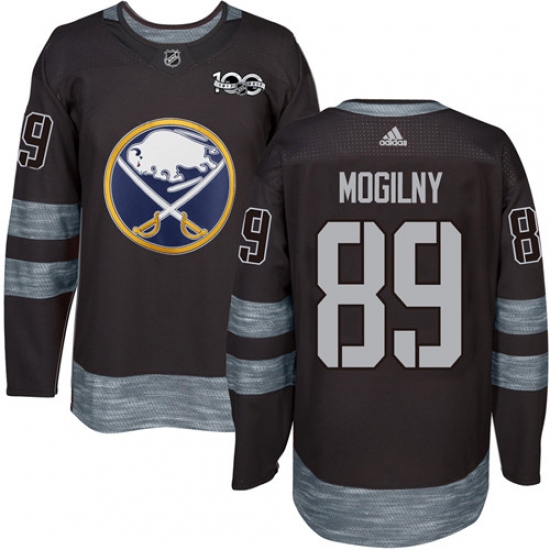 Men's Adidas Buffalo Sabres 89 Alexander Mogilny Premier Black 1917-2017 100th Anniversary NHL Jersey